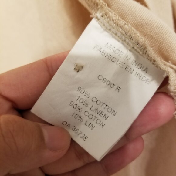 Vintage Cotton/Linen Blend Beige Button up Women Top Long Sleeve Small Haggar - Picture 7 of 11